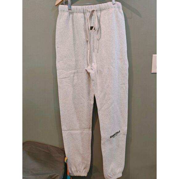 essentials fear of god heathered white pants NWT large